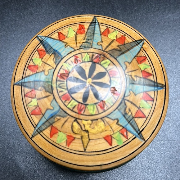 Wood Turned Hand Painted Trinket Box 3” - Picture 3 of 5